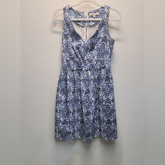 MILLY FOR DESIGN NATION Mini Dress Women's size 2 blue combo printed sleeveless - Picture 9 of 10